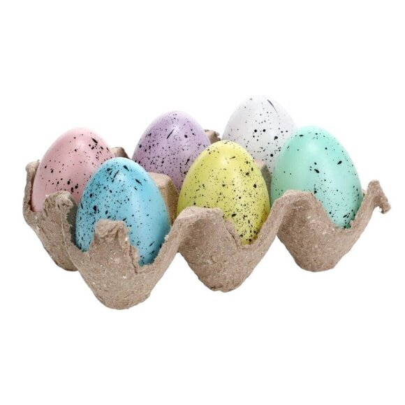 Farmhouse Speckled Eggs Crate Tiered Tray Decor Plastic Blue Pink Yellow Gift - Picture 1 of 11